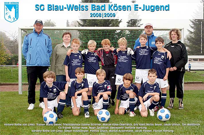 Mannschaftsfoto der E-Junioren der SG Blau-Weiß Bad Kösen